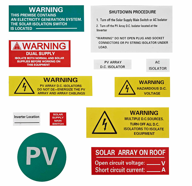 Waarschuwingslabels voor PV-systeem